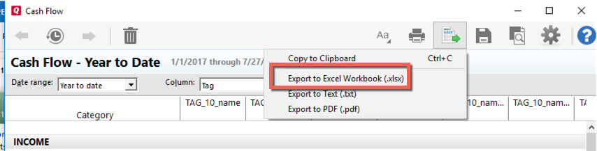 Export to excel