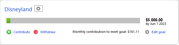 Disneyland Savings Goal Progress bar User Interface