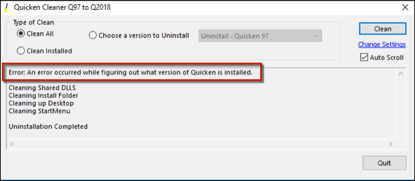 使用QcleanUI修复Quicken for Windows的安装问题