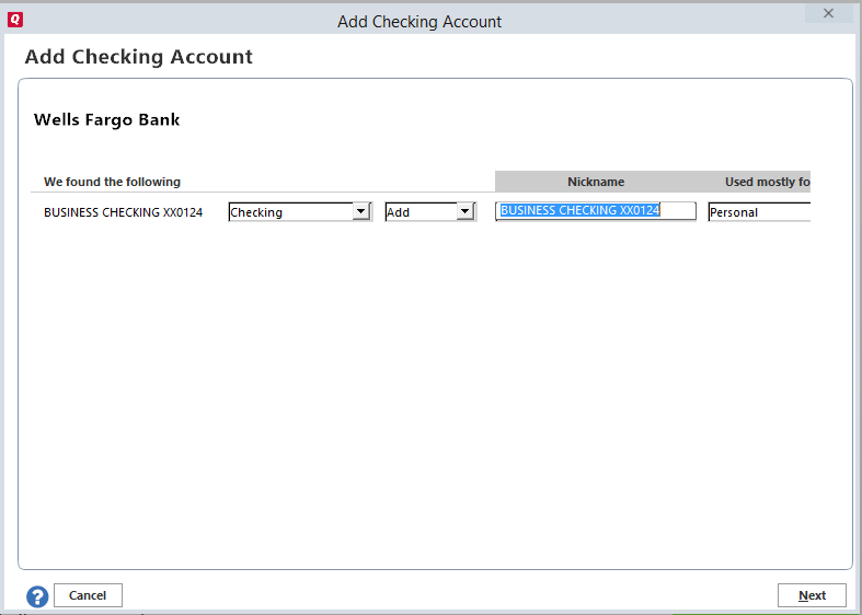 Add Checking Account