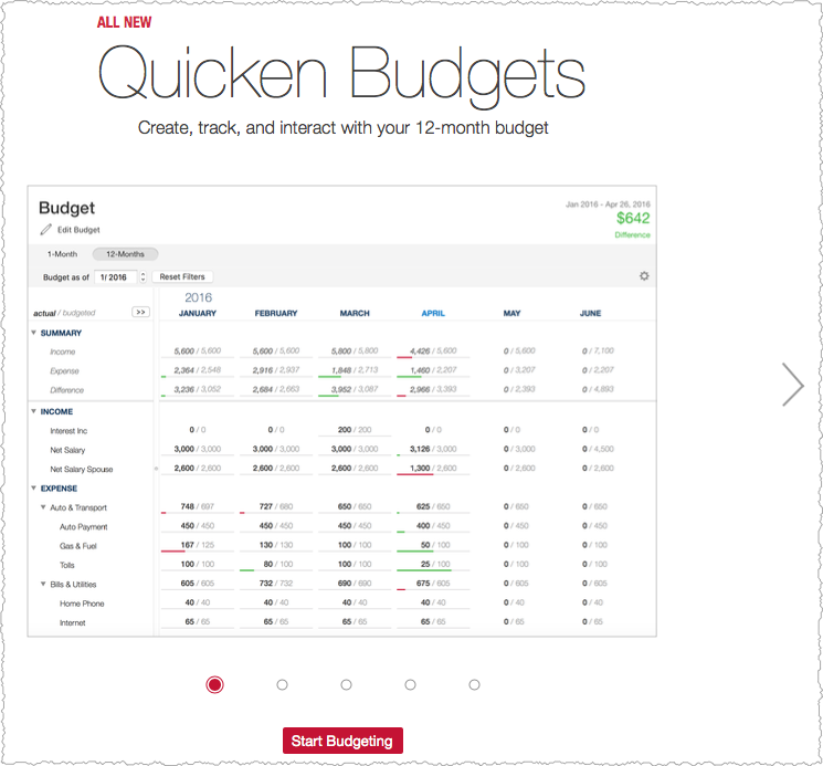 basic household budget categories for quicken